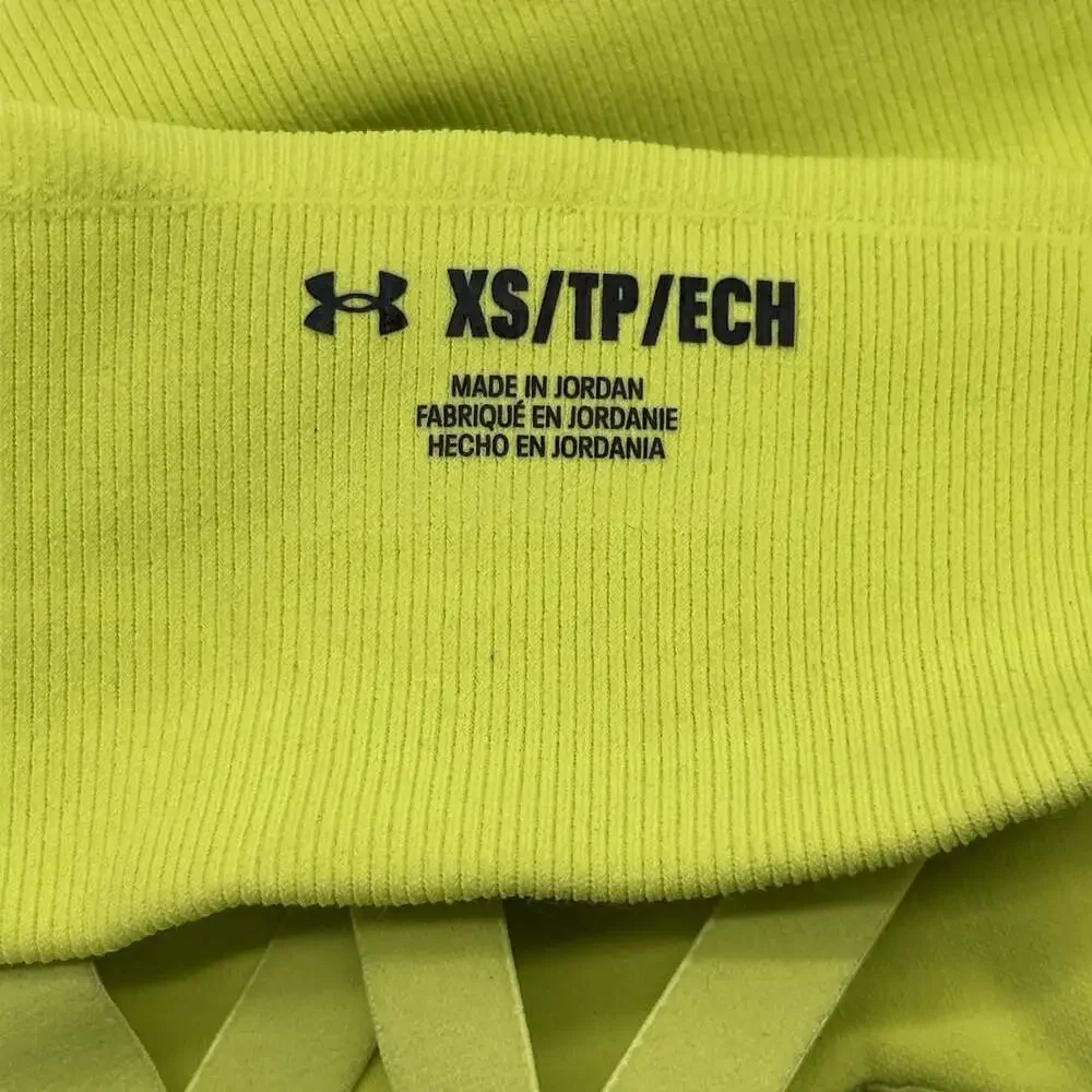 Under Armour Seamless Low Long Women's Size XS Lime Yellow White Sports Bra NWT